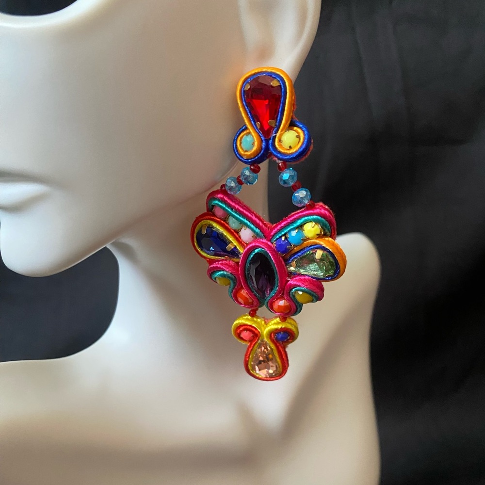 Colorful Statement Earrings - Picture 2 of 4